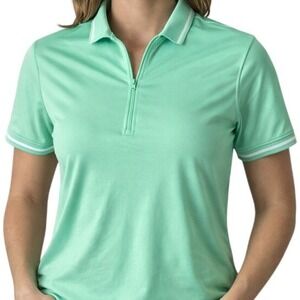 Mondetta Women's M Golf Polo Mint Green Quarter Zip Performance Shirt Tennis Gym